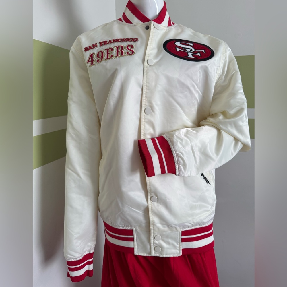 San Francisco 49ers Cream & Red Varsity Bomber Jacket